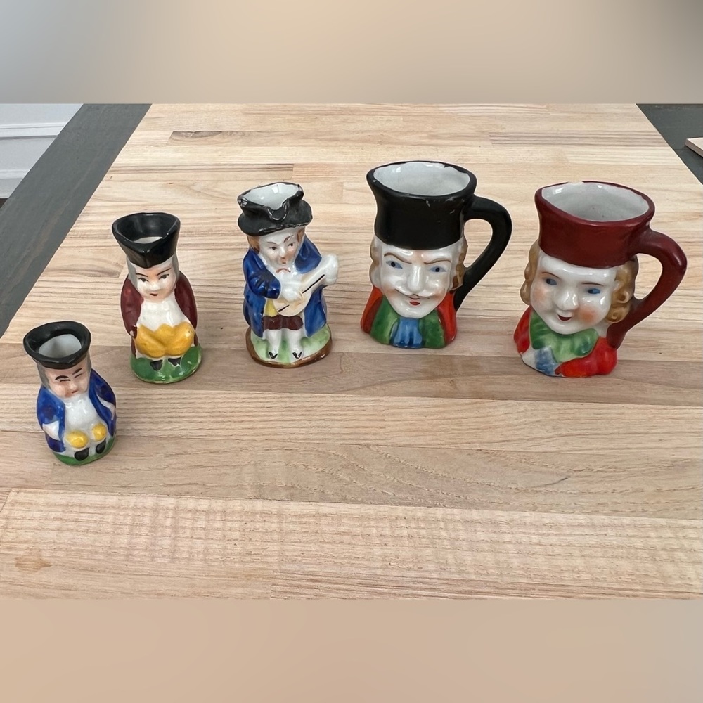 Miniature Toby Mugs Set of 5 Mugs Made in Japan Rare Vintage